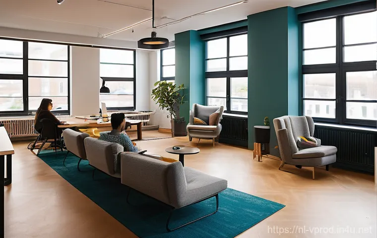 영상제작 현장에서의 대인 관계 팁 - **Hybrid Meeting for Creative Project with Empathetic Leadership:**
    An interior shot of a well-d...