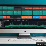 Home 23 영상제작을 위한 그래픽 디자인 기초 - A professional video editing workspace showcasing a vibrant color palette focused on warm reds and o...
